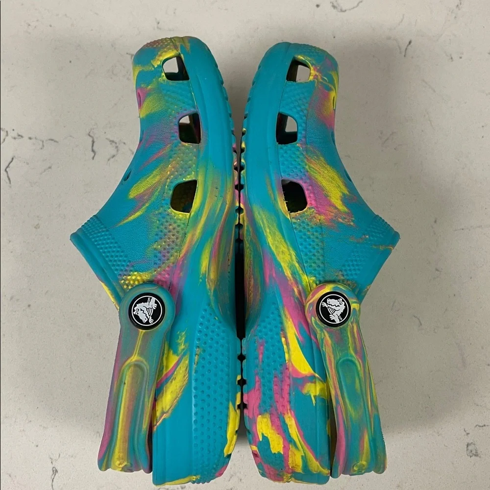 Crocs Classic Marbled Kids Clogs (207464) - Digital Aqua/Multi Size 2 Junior
